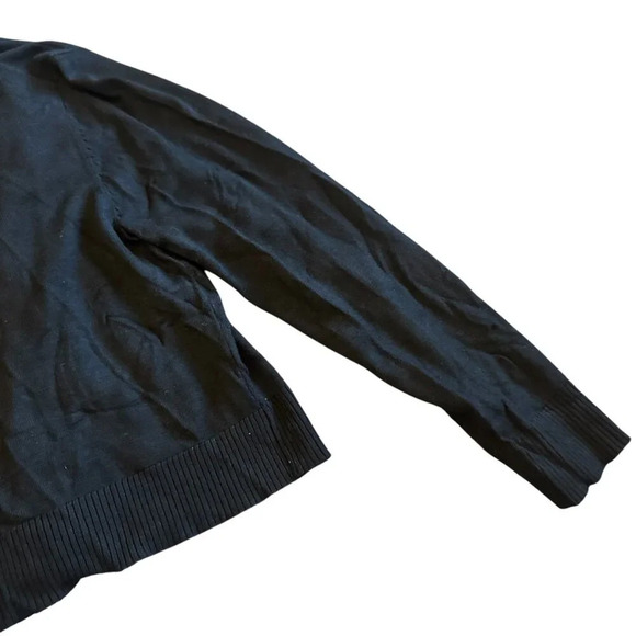 Calvin Klein Open Front Black Cardigan Sweater Cropped Length Bead Trim Medium - Picture 6 of 8